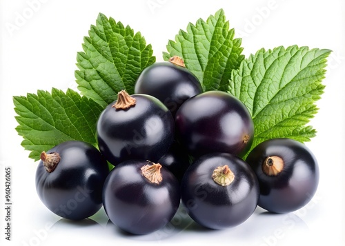 Black currant isolated on white background, clipping path, full depth of field photo