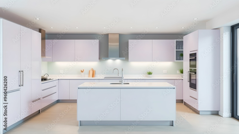 Fototapeta premium Minimalist Kitchen in Soft Pastel Shades