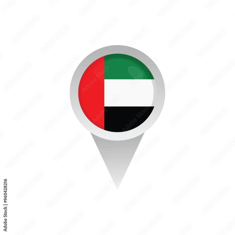 UAE Flag And Location Sign Vector Design. UAE Flag And Location Sign Vector Design.