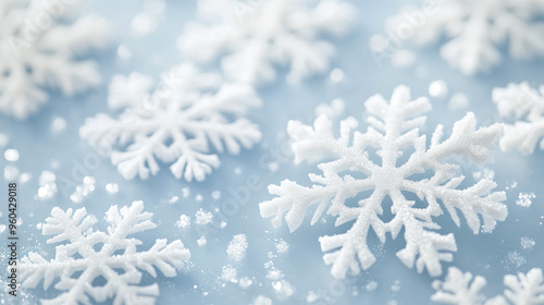 White Snowflakes Snow Frost Ice Light Blue Minimal Minimalistic Simple Winter Christmas Background, Wallpaper, Backdrop