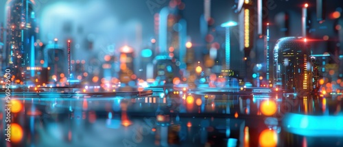 Wallpaper Mural Futuristic Sci-Fi Cityscape with Sleek Buildings and Neon Lights in Stunning Torontodigital.ca