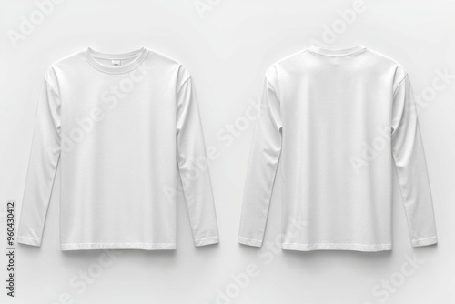 Wallpaper Mural White Long Sleeve Tshirt Mockup Isolated created with Generative AI Torontodigital.ca