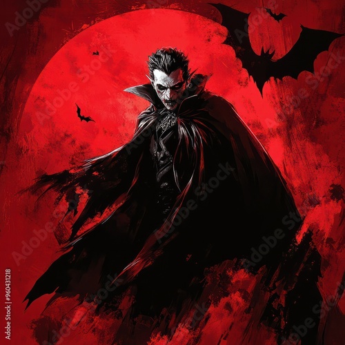 Vampire dracula halloween horror horizontal banner wallpaper background --v 6.1 Job ID: 4ce7b7d5-1a1e-41e9-83d8-40be94baa82a