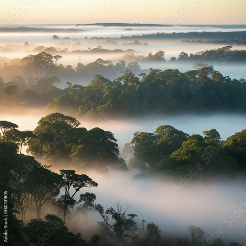 Rainforest on a foggy morning