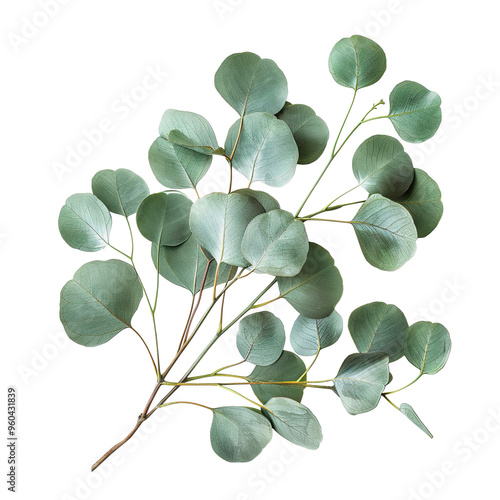 Fresh eucalyptus sprig, cut out