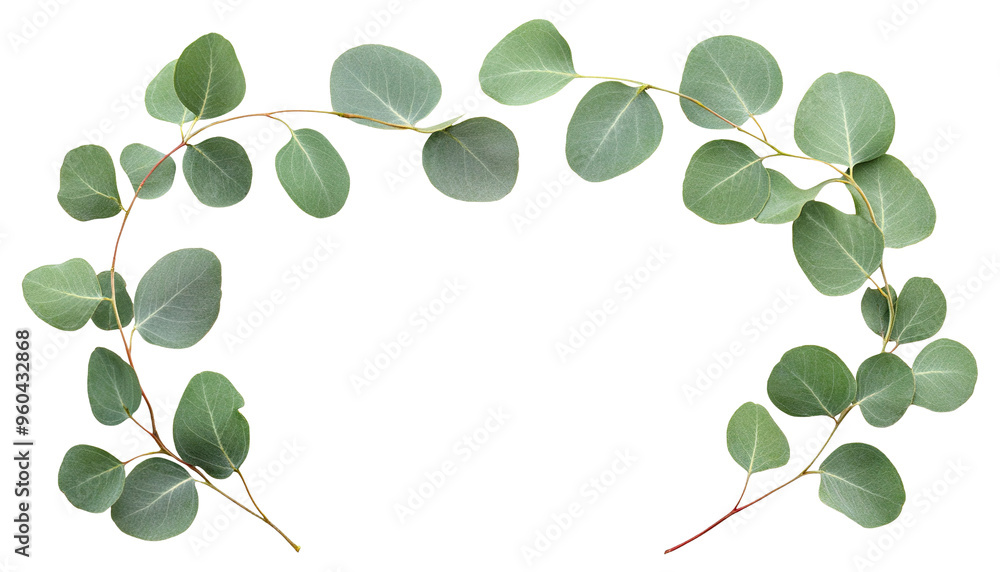 Obraz premium Green eucalyptus leaves forming natural frame, cut out