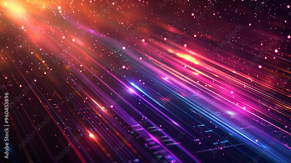 Obraz premium Abstract Digital Art with Glowing Lines and Particles