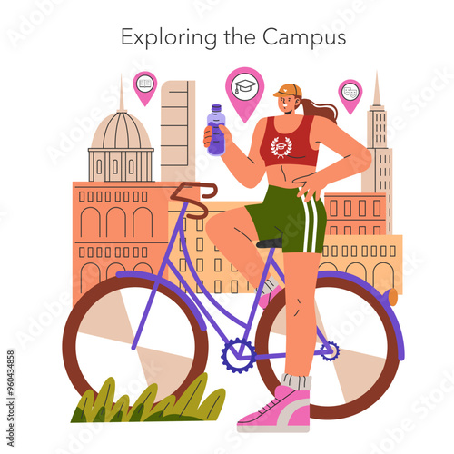 Freshman Year. Flat Vector Illustration