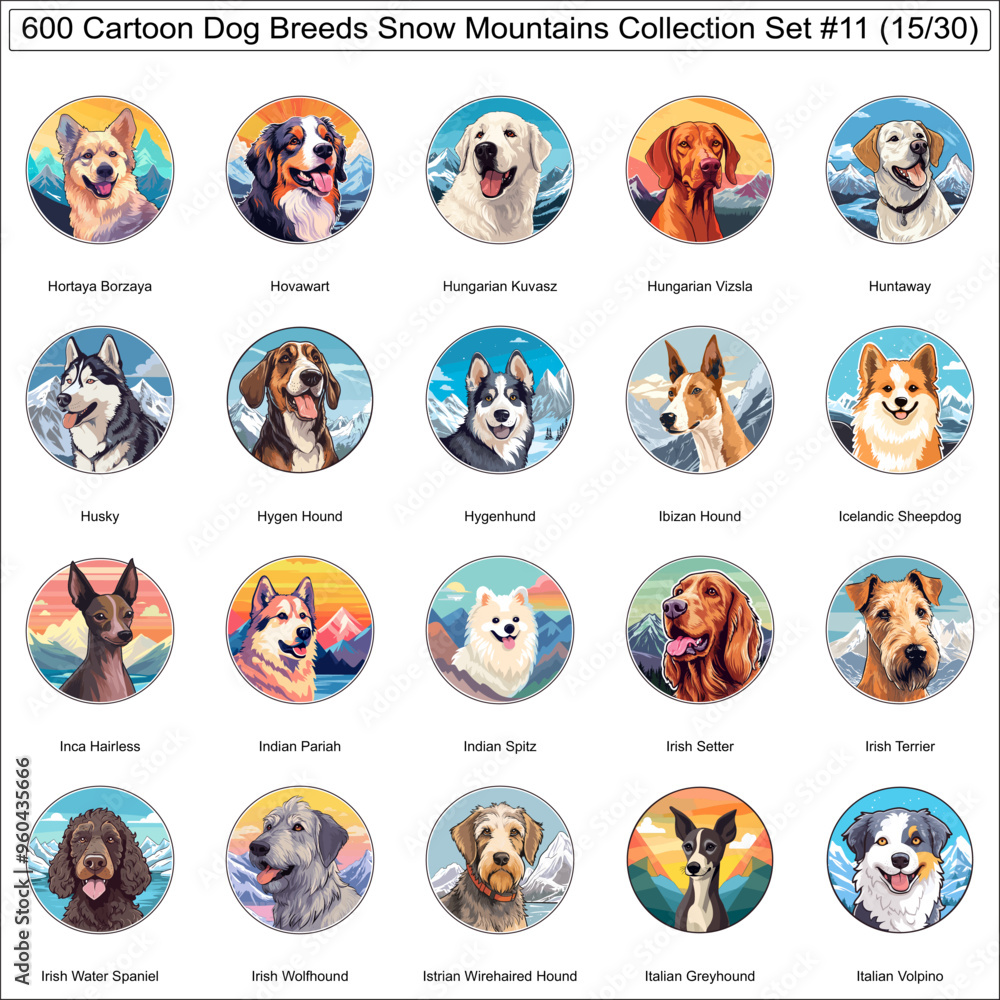 Dog Breeds Cartoon Characters Snow Mountains Bundle Collection Set 11 of 600 Dog Faces Isolated Part 15 Dog Breeds Cartoon Characters Snow Mountains Bundle Collection Set 11 of 600 Dog Faces Isolated Part 15