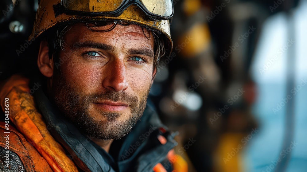 industrial oil rig worker safety gear dramatic lighting complex machinery ocean backdrop gritty realism highcontrast composition industrial oil rig worker safety gear dramatic lighting complex machinery ocean backdrop gritty realism highcontrast composition