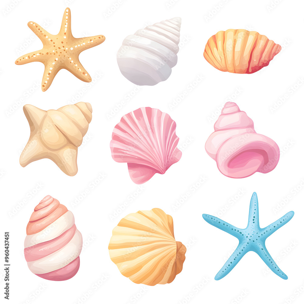 Colorful Seashells and Starfish Collection Colorful Seashells and Starfish Collection