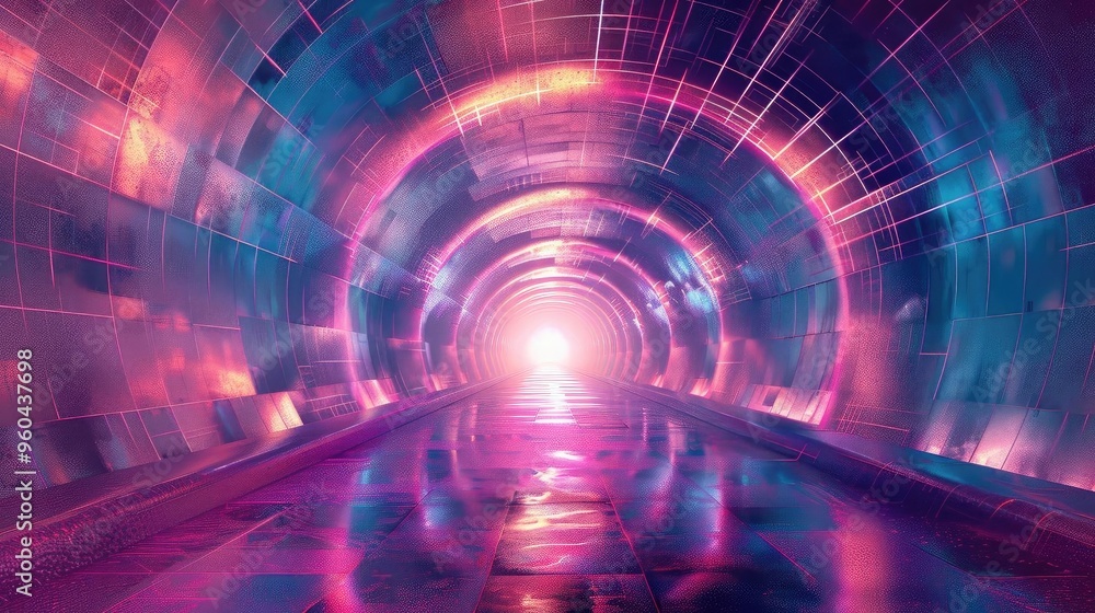 An immersive abstract tunnel glowing with vibrant colors, symbolizing a journey into a futuristic and surreal world. An immersive abstract tunnel glowing with vibrant colors, symbolizing a journey into a futuristic and surreal world.