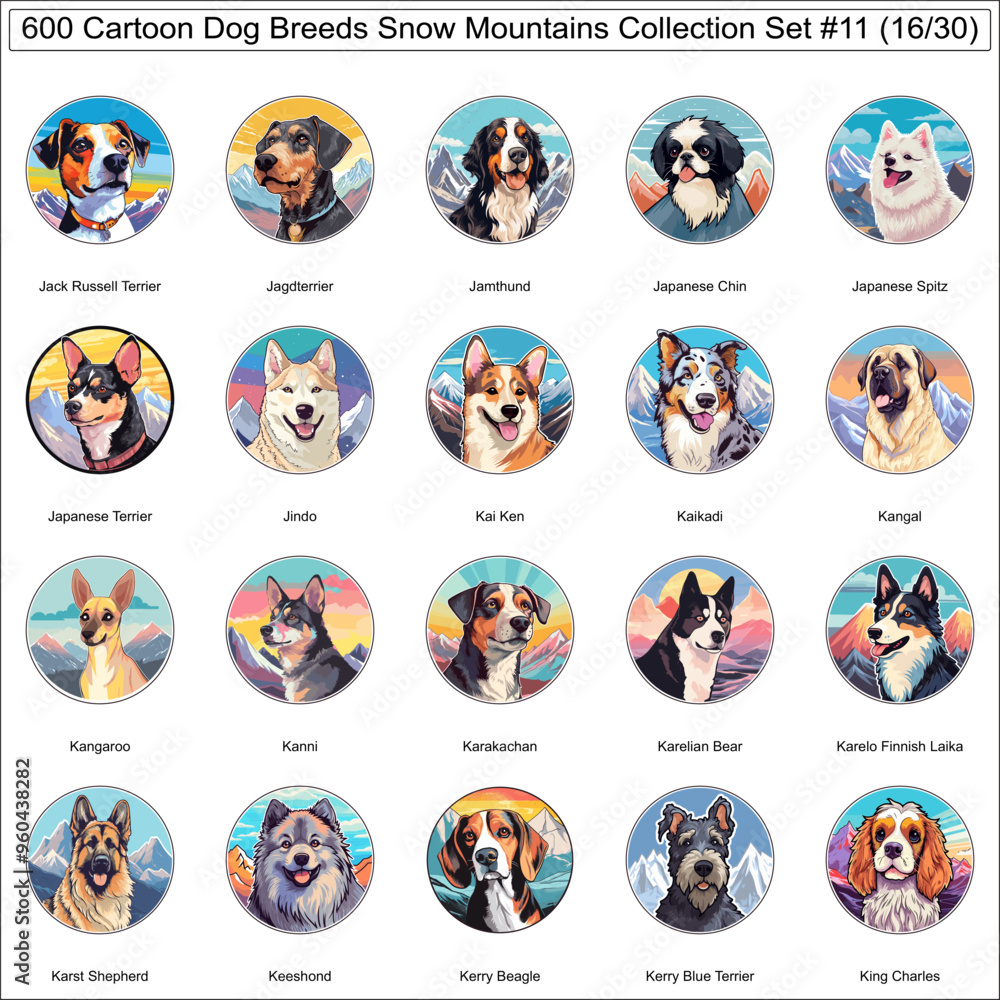 Dog Breeds Cartoon Characters Snow Mountains Bundle Collection Set 11 of 600 Dog Faces Isolated Part 16 Dog Breeds Cartoon Characters Snow Mountains Bundle Collection Set 11 of 600 Dog Faces Isolated Part 16