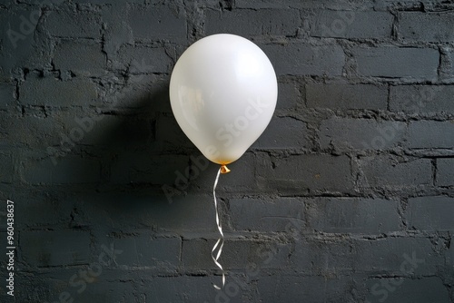 Deflated balloon, clinging to its string, tenuous hold suggests a fragile grasp on the remnants of happiness