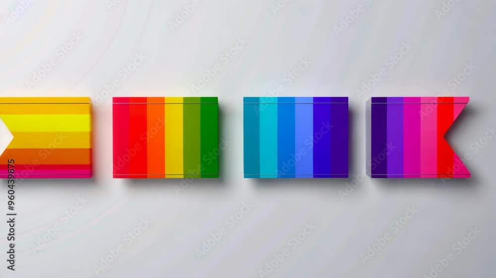 Colorful gradient design featuring various stripes and shapes in vibrant hues against a plain background Colorful gradient design featuring various stripes and shapes in vibrant hues against a plain background