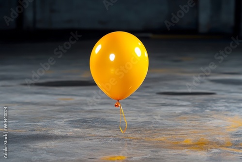 Deflated balloon, playful moment passed, serene quiet symbolizes the end of a joyful play session, now replaced by calm photo