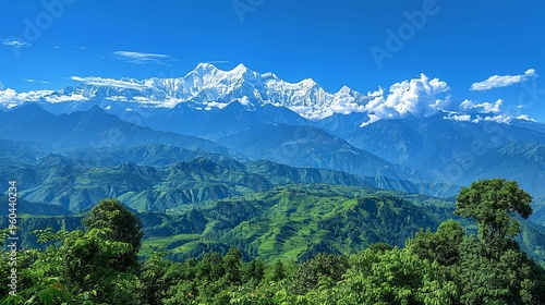 Majestic Snow-Capped Mountain Range. Serene natural beauty concept