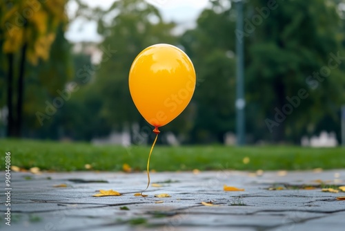 Deflated balloon, symbol of past joy, lingering sadness represents the dichotomy of happiness and its eventual fading photo