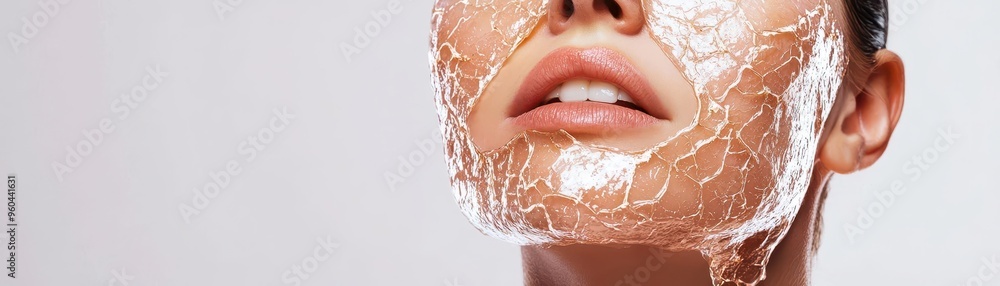 Fototapeta premium Skin repair process with vitamins, healing damaged layers, bright and smooth surface, skin recovery, healing process