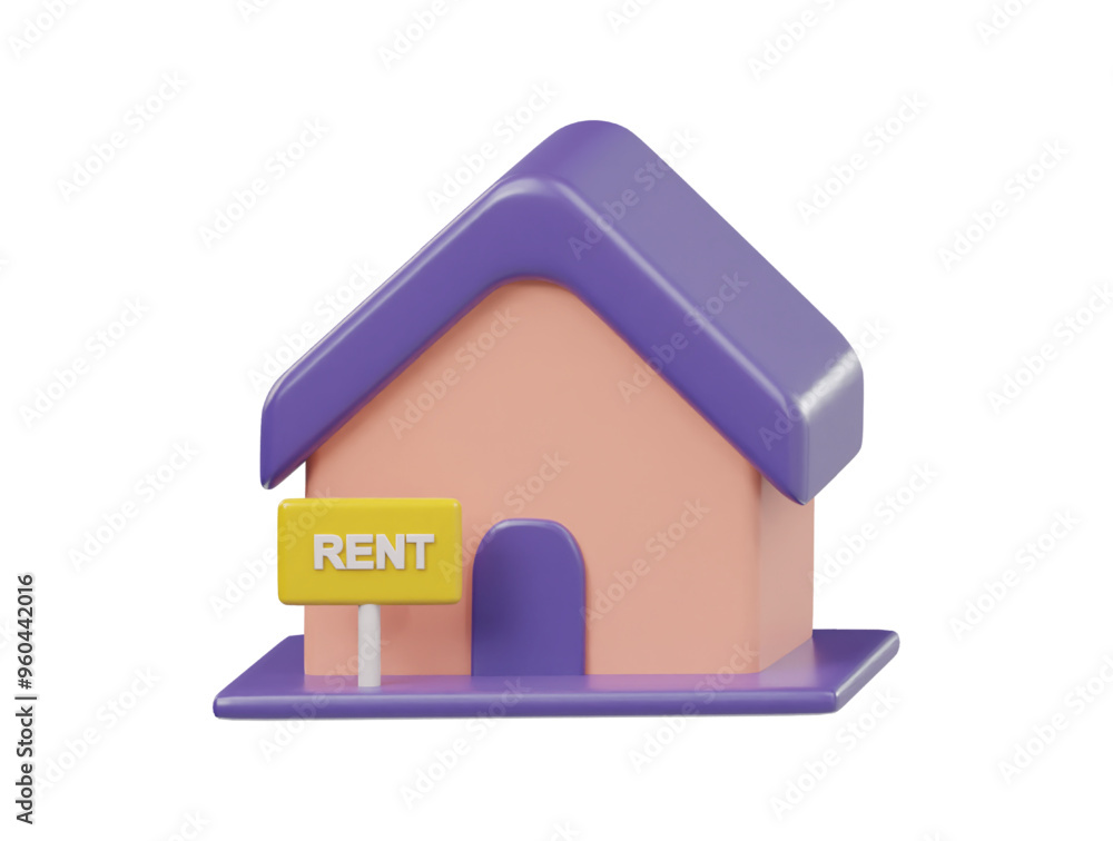 Rent home icon 3d render illustration Rent home icon 3d render illustration