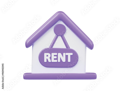 Rent home icon 3d render illustration 