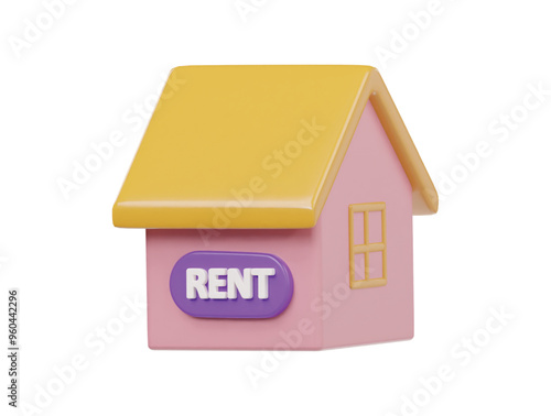 Rent home icon 3d render illustration 