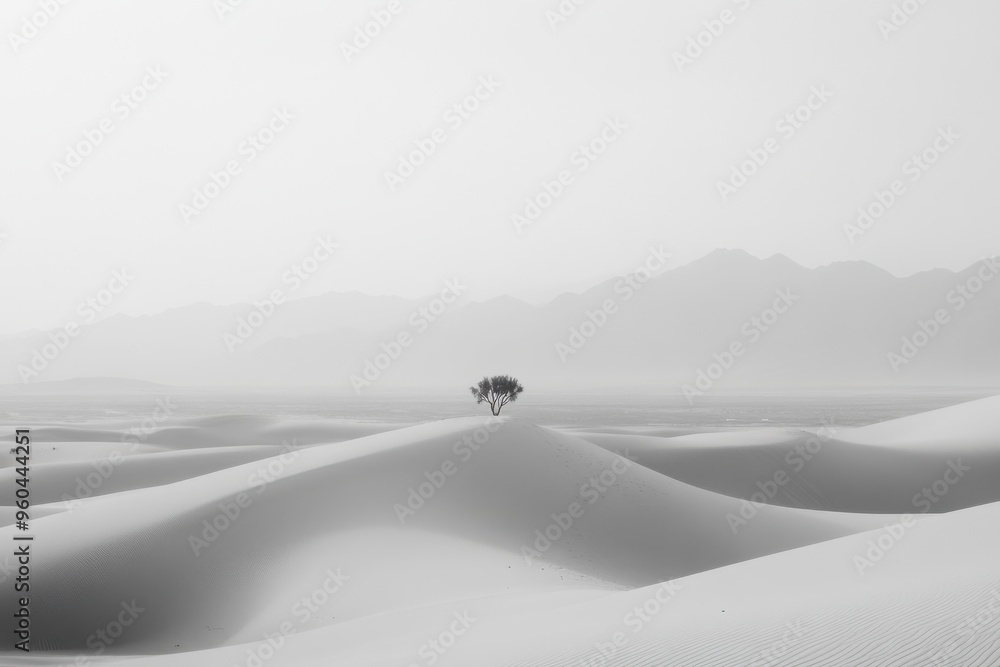 Minimalist desert landscape and clouds with black and white color. Minimalist desert landscape and clouds with black and white color.