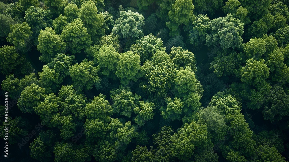 Naklejka premium Sustainable Forest: Net Zero Carbon Showcase. Sustainability focused forest showcasing net zero carbon concept