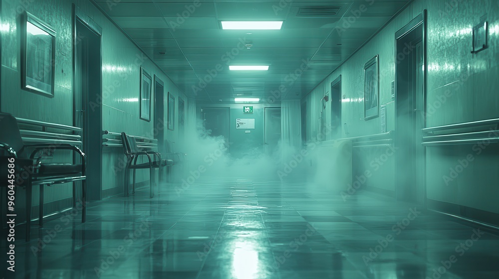 Clinical Surgery Preparation Area: Sterile Equipment in Blurred Hallway Clinical Surgery Preparation Area: Sterile Equipment in Blurred Hallway