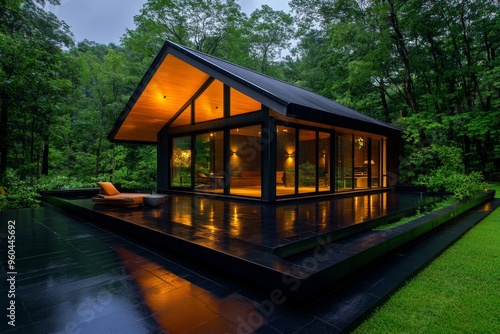 House, forest hideaway, immersed in nature provides a peaceful retreat surrounded by trees and wildlife