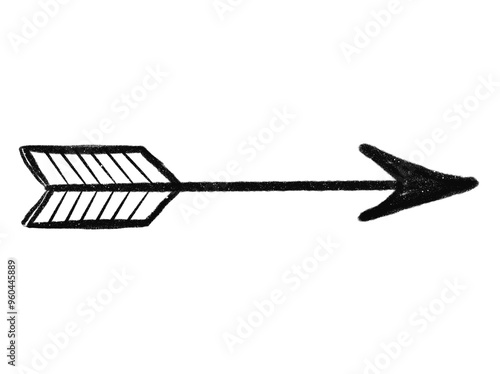 弓矢風の手描きの矢印、黒塗り矢じり