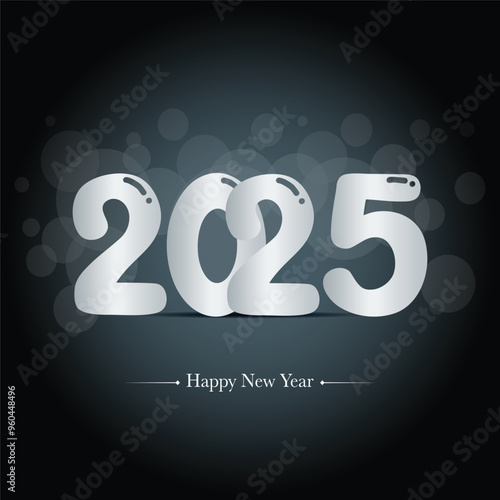 Happy new year 2025 design. With colorful truncated number illustrations. Premium vector design 2025