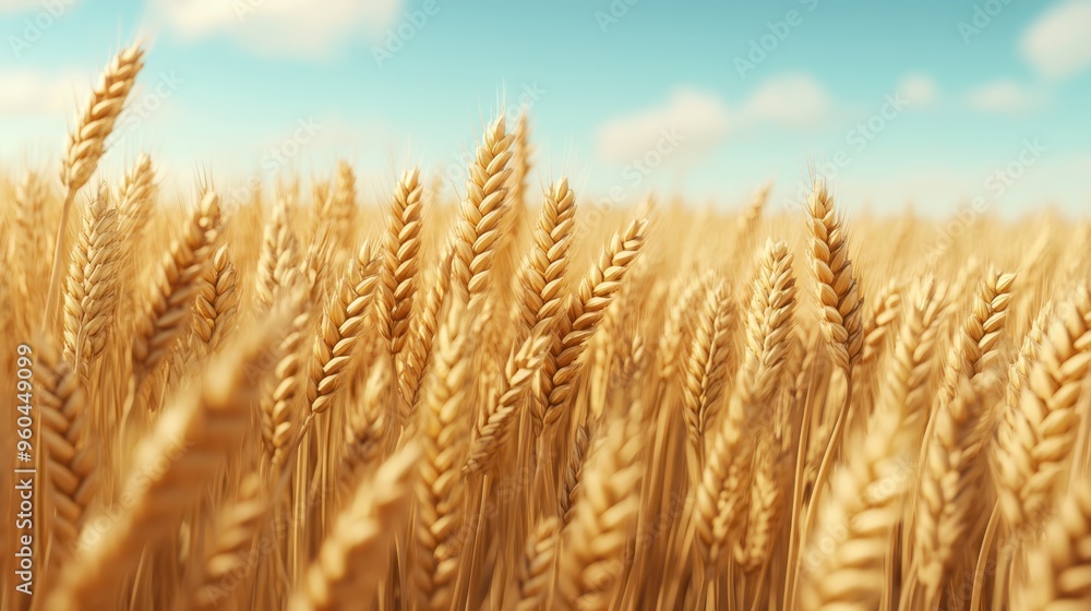 Golden Wheat Field Under Blue Sky Harvest Season Background Golden Wheat Field Under Blue Sky Harvest Season Background