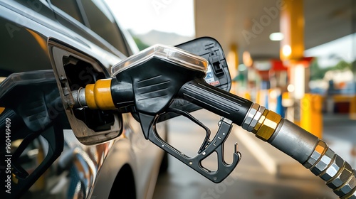 Depict a vehicle gas pump displaying higher fuel prices photo