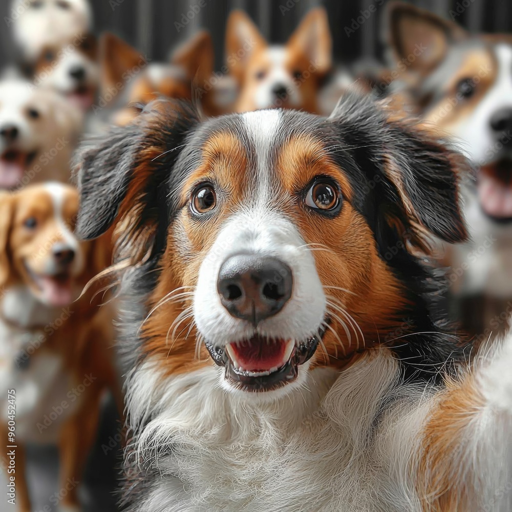 Hyber realistic photo of selfie dog , copy space for text, Hyber realistic photo of selfie dog , copy space for text,
