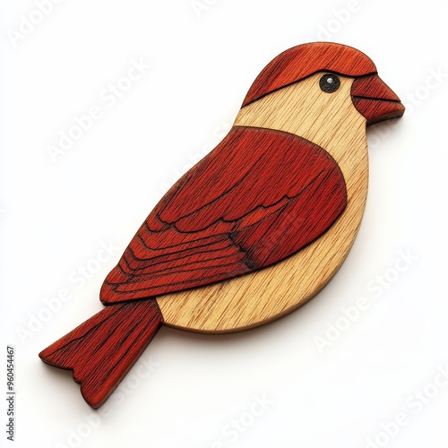 This wooden bird features exquisite artistry with rich colors and playful design elements photo