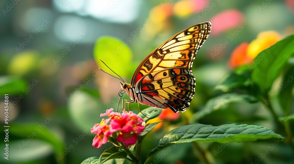 Obraz premium Losaria,a butterfly,beautiful,flying, --ar 16:9 --style raw --v 6.1 Job ID: f33249cd-8599-44db-9440-b367c93b2934