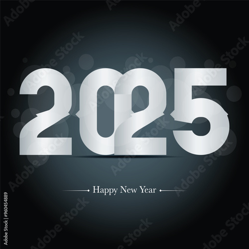 Happy new year 2025 design. With colorful truncated number illustrations. Premium vector design 2025