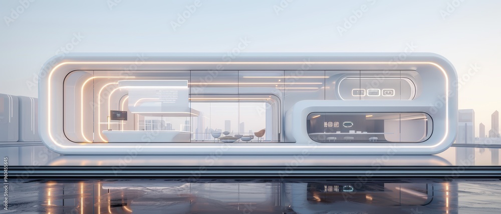 The Future Workspace: High-Tech Office Building with Cutting-Edge Design and Digital Innovation, Realistic Visualization The Future Workspace: High-Tech Office Building with Cutting-Edge Design and Digital Innovation, Realistic Visualization