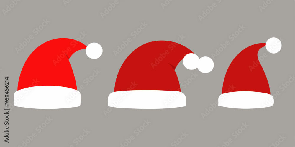 set of cute red Santa Claus hats, simple vector illustration set of cute red Santa Claus hats, simple vector illustration