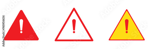 Free Download Danger warning icon set. alert triangle warn sign in black, yellow, and red color. exclamation sign. - GFXLoad