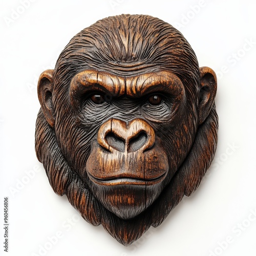 A carved gorilla head that embodies wildlife artistry and natures beauty photo