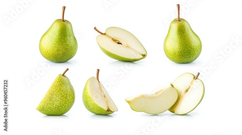 Fresh pear fruit isolated over white background