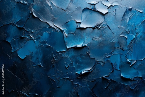 Abstract background with paint strokes and texture. Wallpaper with blue voluminous traces of paint.