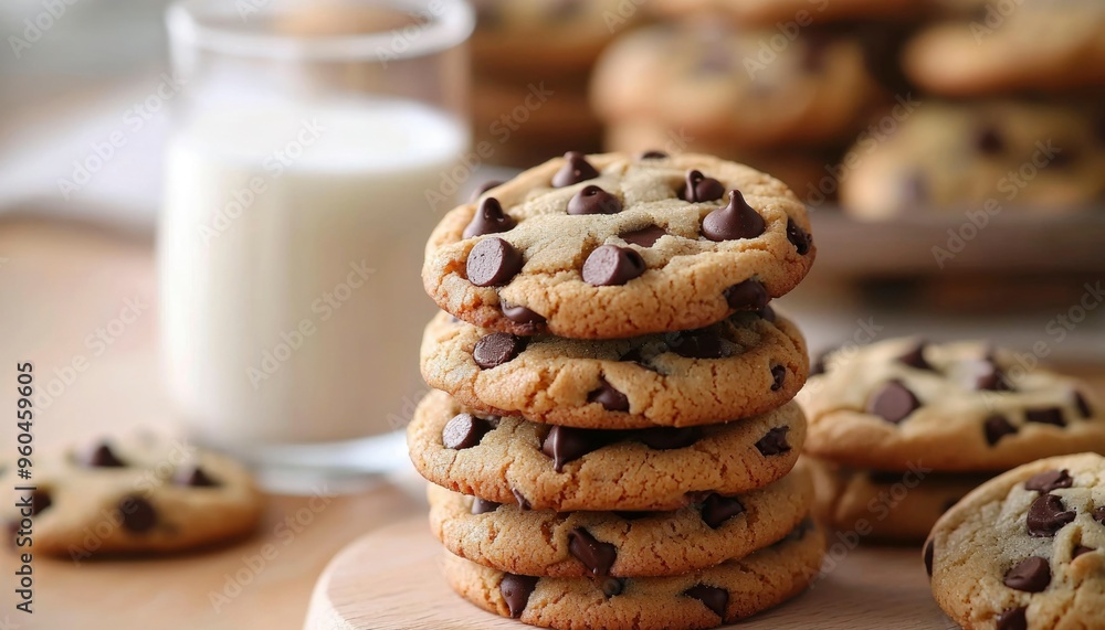 A Stack of Golden Brown Chocolate Chip Cookies A Stack of Golden Brown Chocolate Chip Cookies