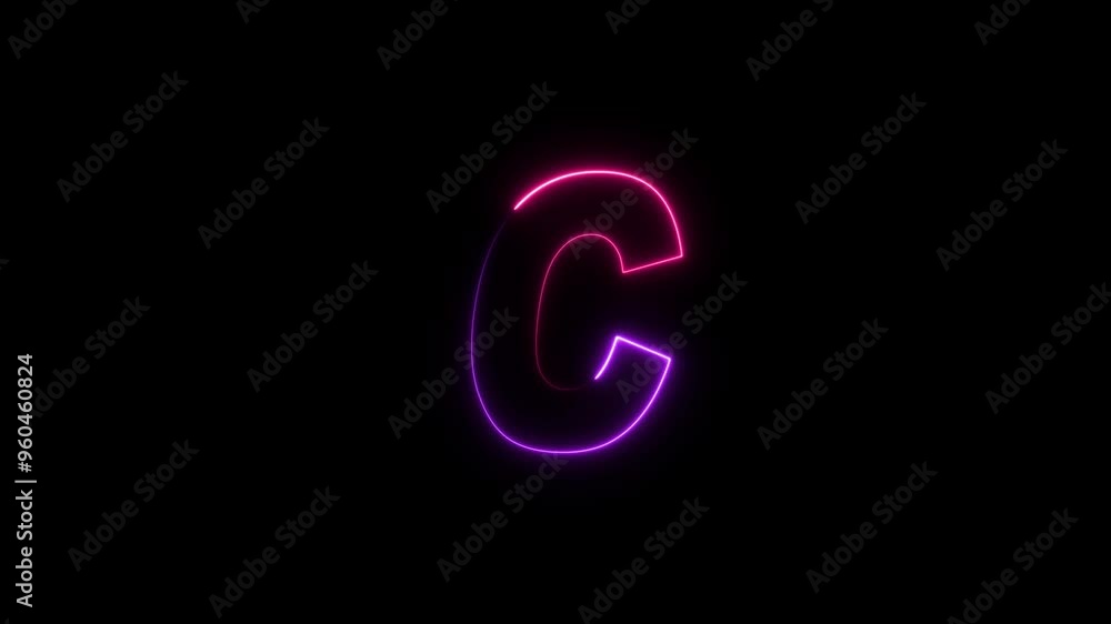 Neon alphabet C glowing on alpha channel background. Neon alphabet C glowing on alpha channel background.