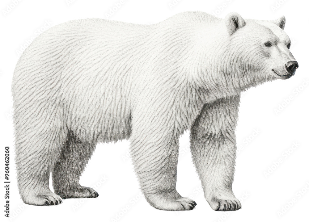 Fototapeta premium PNG Polar bear in embroidery style wildlife mammal animal.