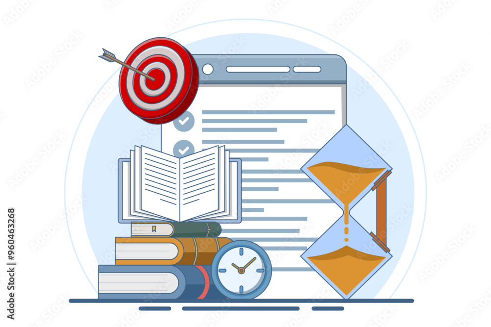 Business time management concept, project management, productivity, time planning, exam deadline, business planner, holding a business meeting with date and time. flat vector illustration. Business time management concept, project management, productivity, time planning, exam deadline, business planner, holding a business meeting with date and time. flat vector illustration.