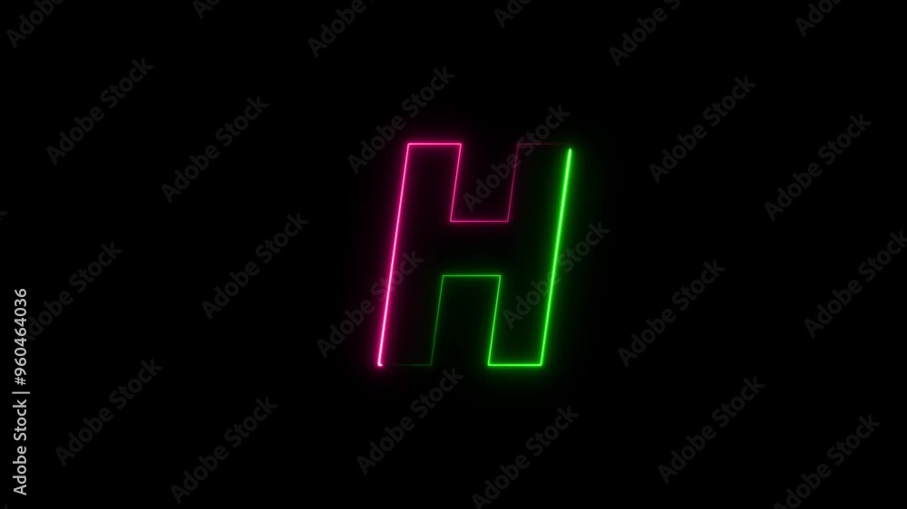 Neon alphabet H glowing on alpha channel background. Neon alphabet H glowing on alpha channel background.