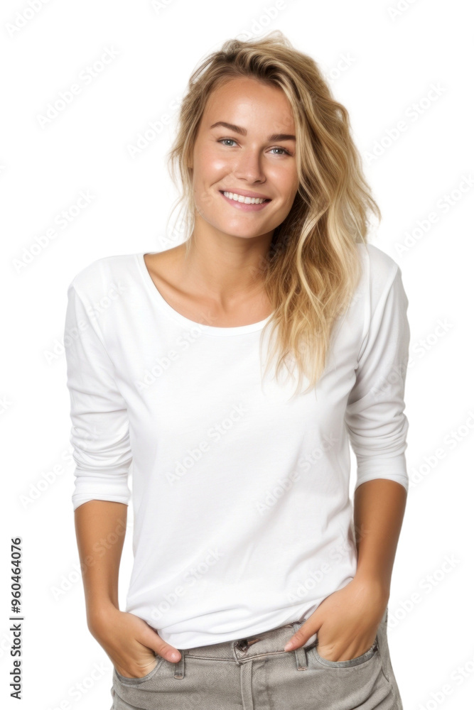 Fototapeta premium PNG Woman portrait t-shirt smiling.
